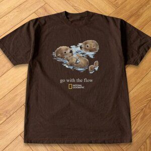 Brown - National Geographic Otter Go With The Flow Graphic T-Shirt Brown